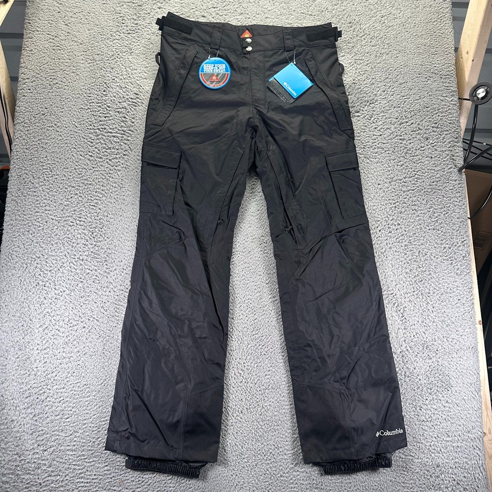 Columbia Omni-Heat Pant Mens L Black Nylon Windbreaker Straight Hiking Gorpcore